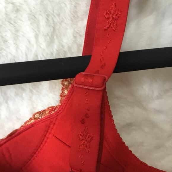 Wacoal Elegant Red and Gold Lace Bra - Picture 12 of 15